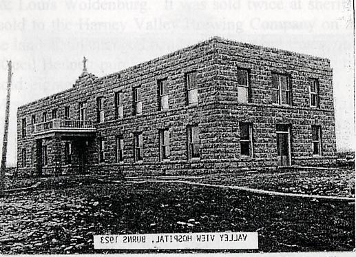 Exterior view of the old Valley View Hospital in Burns, Oregon, 1923